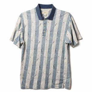 Vtg NATURAL ISSUE All-Over Golf Print Polo Shirt Sz M Striped 90s Y2K Dadcore